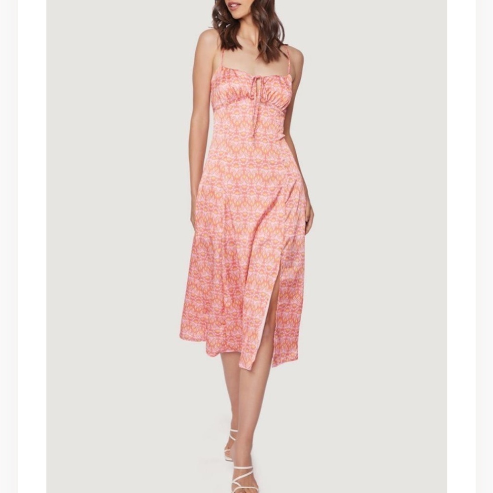 Nwt Lost + Wander Iridescence Midi Dress Pink Orange Small